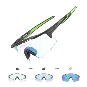 Phototrope-Fahrradbrille - Mountainbike - Schwarz-Grün-Blau